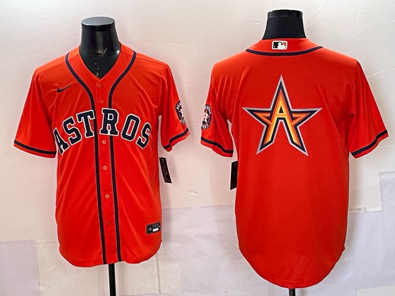 Men 2025 Houston Astros Blank Orange Nike MLB Jersey style 063